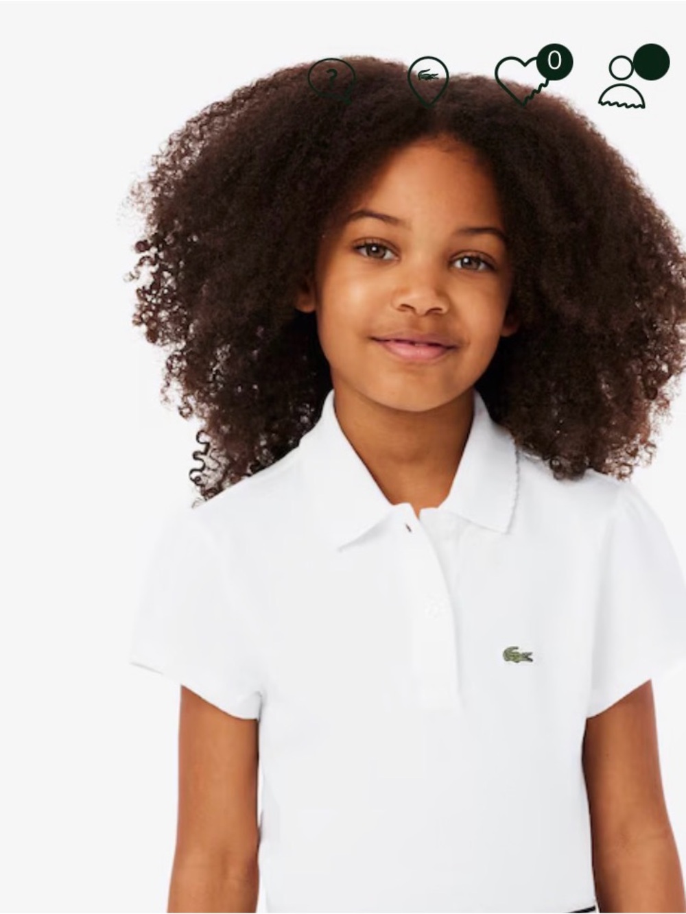 Lacoste White Girls' Polo with Green Crocodile